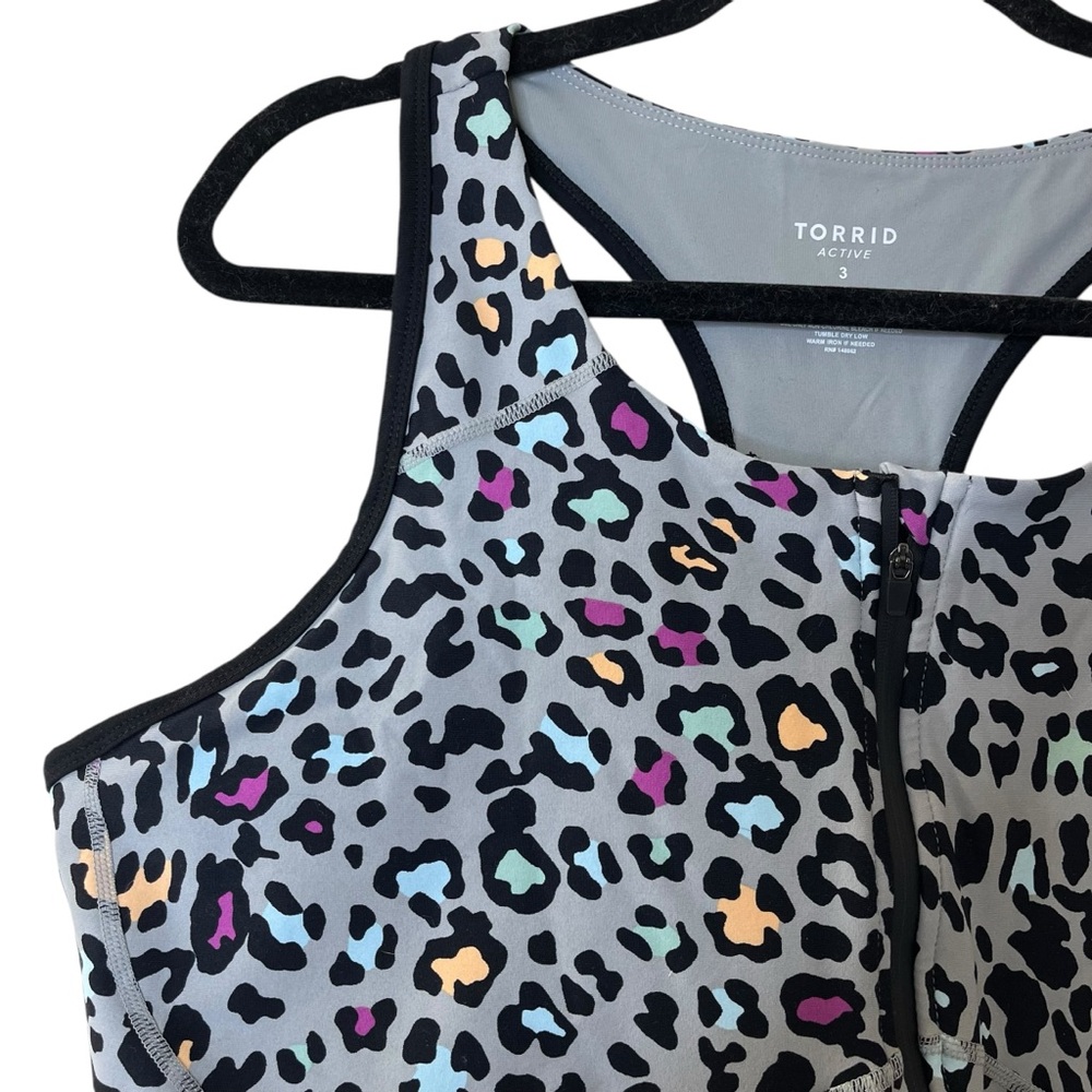 Torrid Cheetah Print Zip Front Racer-back Active Sports Bra Sz 3X - Picture 5 of 9